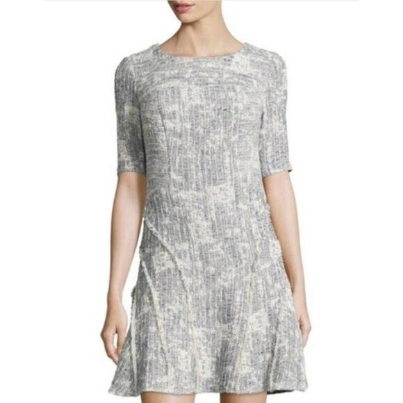 Derek Lam Crosby Fit and Flare Gray Textured Mini Dress Old Money Size 10 - Picture 1 of 11